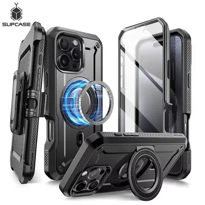Unterstützung For iPhone 16 Pro Max Case 6.9 "2024 ub pro mag Ganzkörper robuste Fall mit eingebautem Displays chutz Kicks tand Gürtel clip