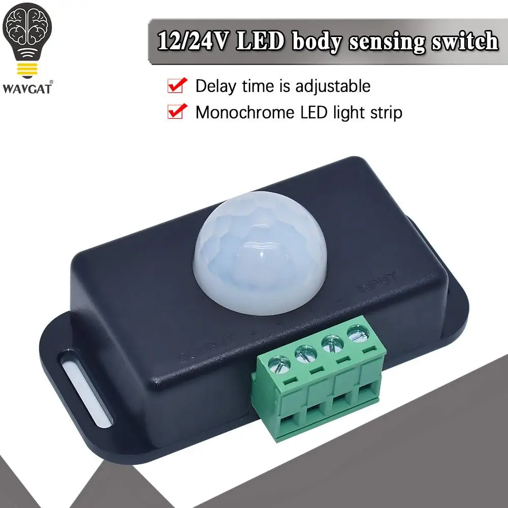 DC 12V 24V 6A Automatische Einstellbare PIR Motion Sensor Schalter IR Infrarot Detektor Licht Schalter Modul für LED Streifen Licht Lampe Image