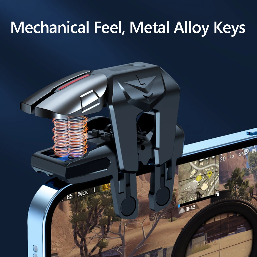 2 Stück 6-Finger-Gaming-Trigger, latenzfreie Steuerung für PUBG-Spiel, physische Tasten, Game-Controller für iPhone, Android, Smartphone Image