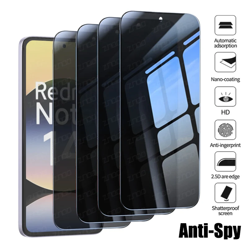 2-4Pcs Anti-Spy Gehärtetes Glas Für Xiaomi Redmi Hinweis 14 13 12 11 10 Pro Privatsphäre Screen Protector Für Redmi Hinweis 10 10s 11s 12s Image