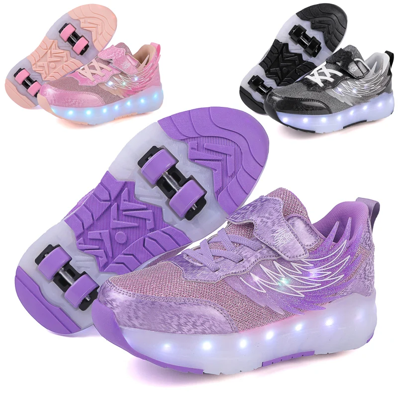 Jungen Mädchen Roller Schuhe LED Leuchten USB Lade Kinder Rollschuh Casual Skateboard Schuhe Sport Schuhe Kinder Turnschuhe