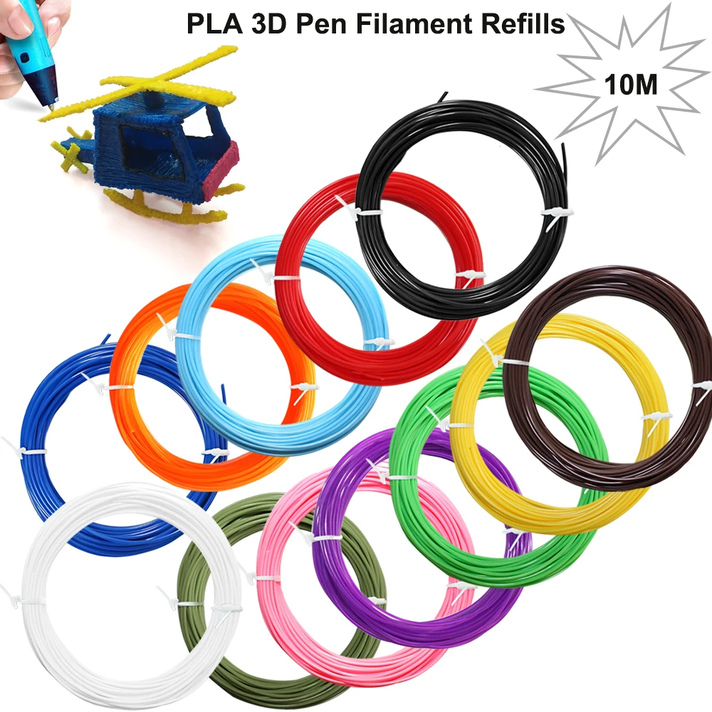10 m/Rolle PLA farbiger, geruchloser Sicherheits-Kunststoff-3D-Stift, Filamentdurchmesser 1,75 mm, für 3D-Druckstift, 12 Farboptionen verfügbar Image