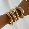 Neue Übertriebene Breite Manschette Unregelmäßige Geometrische Metall Große Armreifen Armband für Frauen Punk Hip Hop Gold Silber Farbe Schmuck Geschenk