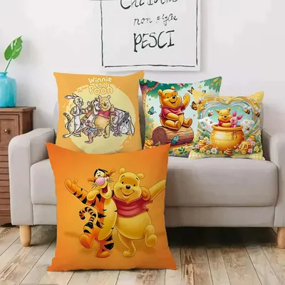 Winnie The Pooh Eeyore Tigger Kissenbezüge, Cartoon-Sofa, dekorativ, für Zuhause, doppelseitiger Druck, niedlicher Kissenbezug, Geburtstagsgeschenk Image