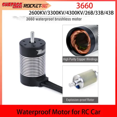 Rocket RC 3660 Waterproof Brushless Motor 2600KV 3300KV 4300KV 3.175mm/5mm for 1/10 Tamiya GTR