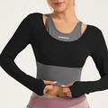 Per donna Girocollo Top yoga Collage Color Block Nero Blu turchese Elastene Yoga Fitness Corsa Maglietta Superiore Manica lunga Sport Abbigliamento sportivo Traspirante Asciugatura rapida Leggero