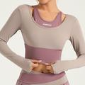 Per donna Girocollo Top yoga Collage Color Block Nero Blu turchese Elastene Yoga Fitness Corsa Maglietta Superiore Manica lunga Sport Abbigliamento sportivo Traspirante Asciugatura rapida Leggero