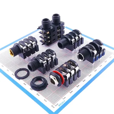 2 5 20 Pcs TRS 0.250" 6.35 mm Mono Stereo Phone Jack Socket Headphone Connector 3 Conductor 4 6