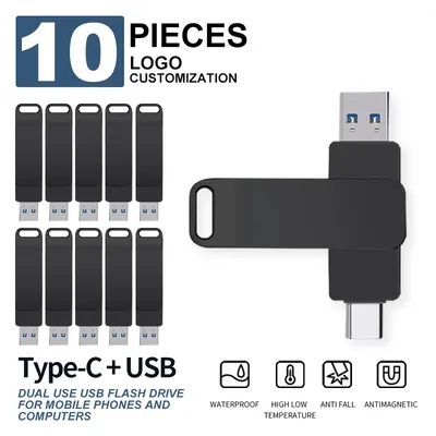 Zsuit 10PCS/LOT 3.0 128GB USB C Flash Drive 64GB 32GB Pen Drive OTG USB Metal Waterproof Type-C