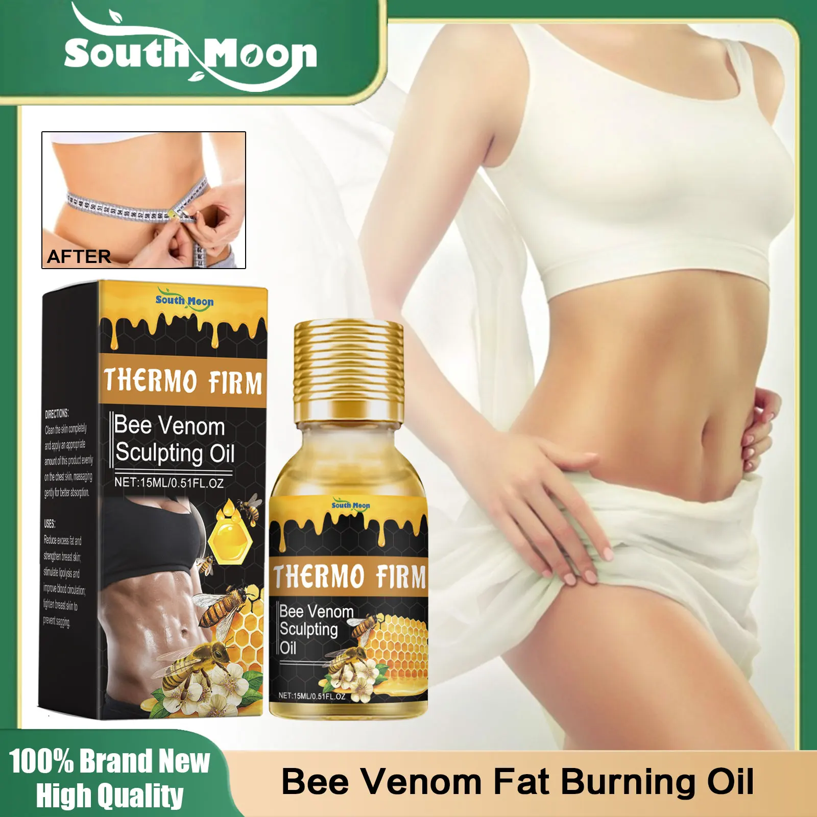 Bee Venom Sculpting Oil Anti Cellulite Promote Fat Burning Slim Down Tighten Thighs Waist Belly Fat Reduction Body Slimming Oils