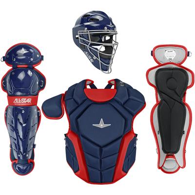 All Star Top Star NOCSAE Certified Baseball Catcher's Kit - Ages 9-12 Navy/Scarlet