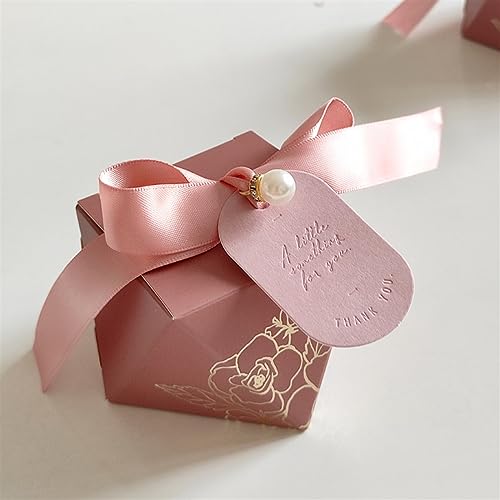 Gift Bags For Presents Gift Box Diamond Shape Paper Candy Boxes Chocolate Packaging Box Wedding Favors for Guests Baby Shower Birthday Party Party Bags For Kids Party(Pink 2,20 PCS)