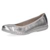 Ballerina CAPRICE, Damen, Gr. 40, silber (silberfarben), Leder, sportlich, Schuhe, Slipper, Bequemschuh, Schlupfschuh mit Perforation