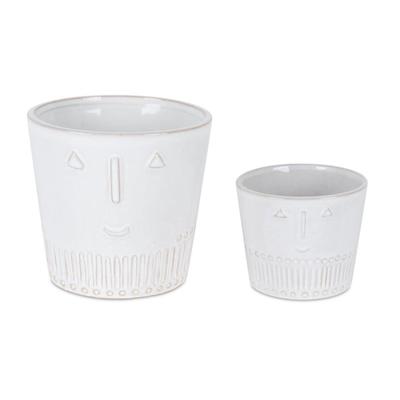 Porcelain Face Planter (Set of 2) by Melrose in White