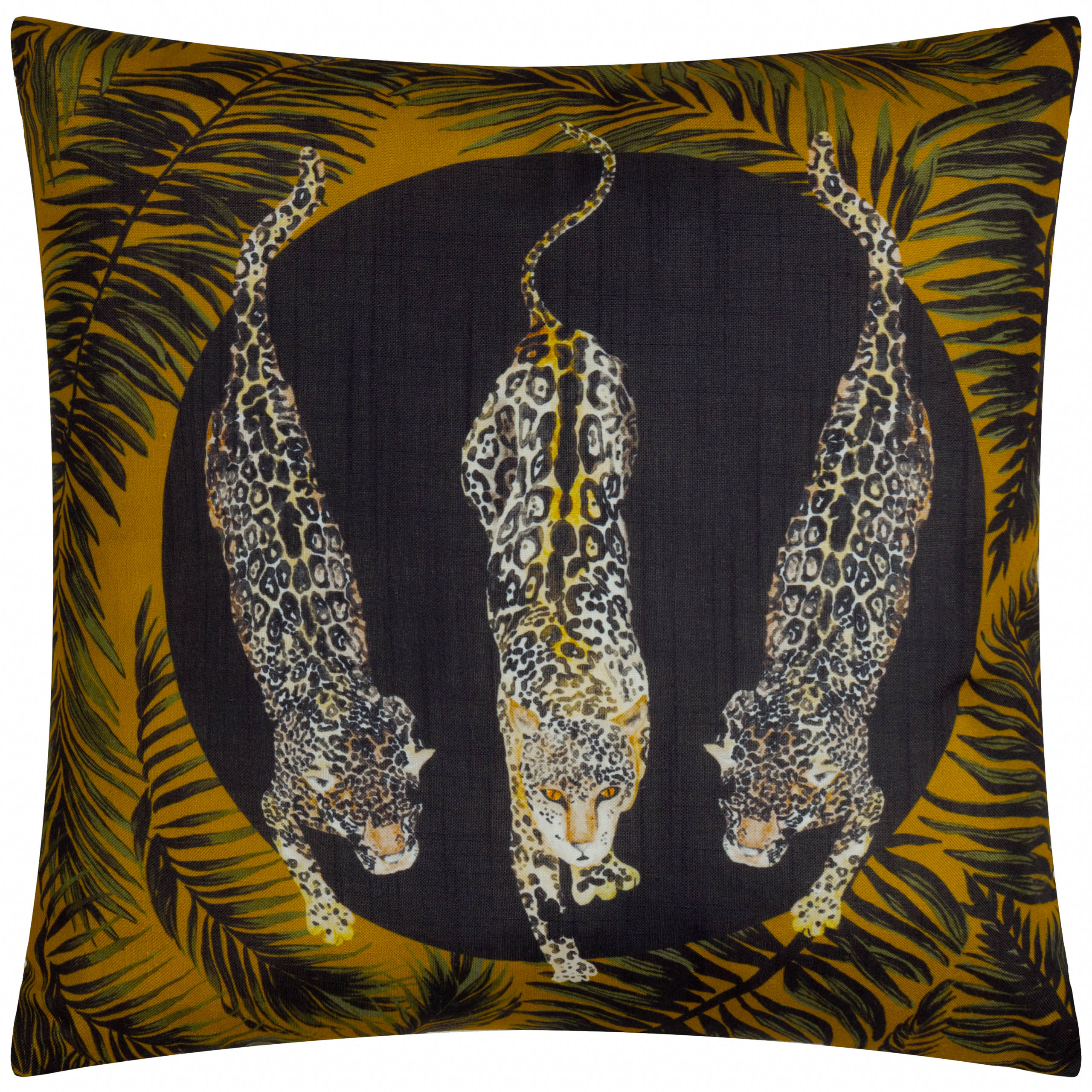 Paoletti Leopardis Trio Printed Outdoor Cushion Cover - Black/gold - Size 50 cm x 50 cm | Paoletti Sale | Discount Designer Brands