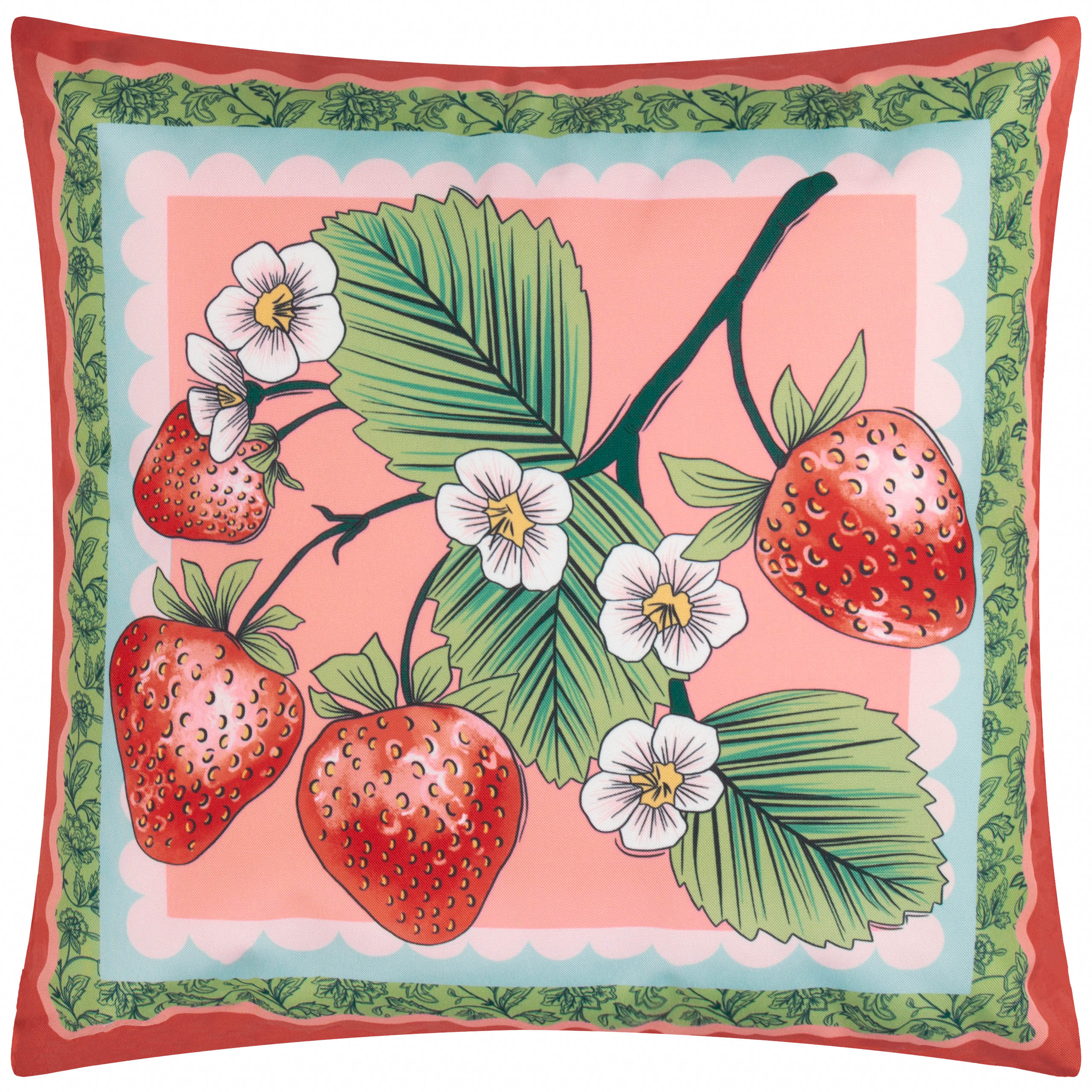 furn. Anemone Strawberries Floral Outdoor Cushion Cover - Multicolour - Size 45 cm x 45 cm | furn. Sale | Discount Designer Brands