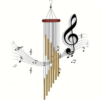 TEMU 1pc Wind Chimes, 12 Aluminum Alloy Tubes, Outdoor Hanging Musical Decor, Ideal For Day, Parties & Garden, No Electricity Needed Image
