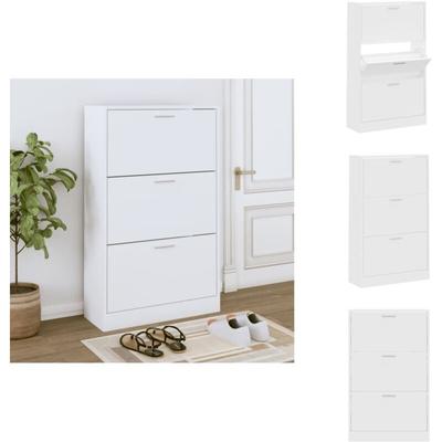 Schuhschrank Weiß 63x24x103 cm Holzwerkstoff - Schuhschrank - Holzwerkstoff - Weißer Schrank Image