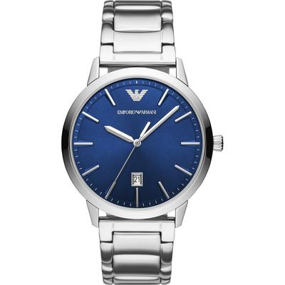Quarzuhr EMPORIO ARMANI, blau, edelstahlfarben, Armbanduhren, Herren, Armbanduhr, Herrenuhr, Edelstahlarmband, analog, Tag Image