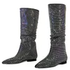 Luxus Kristall Kniehohe Stiefel Für Frauen 2024 Neue Trends Herbst Winter Lange Schuhe Weibliche Western Boot Große Größe Marke kristall