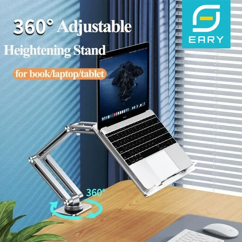 Eary Laptop-Halterung für Schreibtisch-Laptop-Arm halterung mit 360 ° Drehung für Notebook bis 17 Zoll verstellbarer faltbarer Laptop-Ständer halter Image