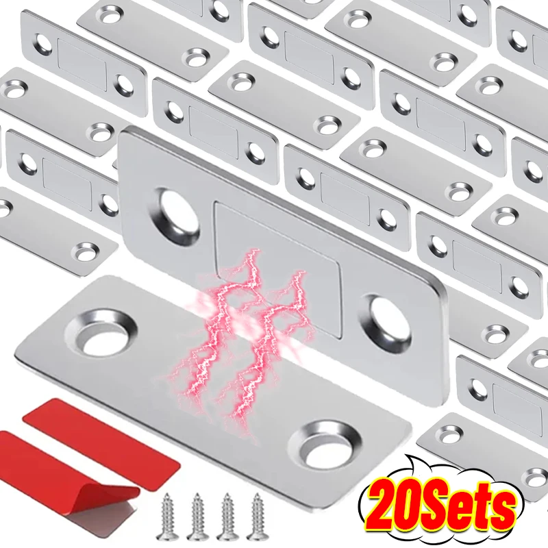 20/1Sets Ultradünne magnetische Türschnäpper Schrank fängt Tür geschlossene Magnete Blatt selbstklebende Schrank Schublade Fenster Magnetriegel Image