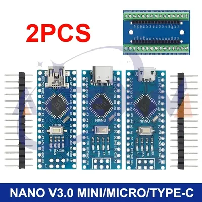 2PCS Mini/Typ-C/Micro USB Nano 3,0 Mit Bootloader Kompatibel Nano Mikrocontroller Für Arduino CH340 Image