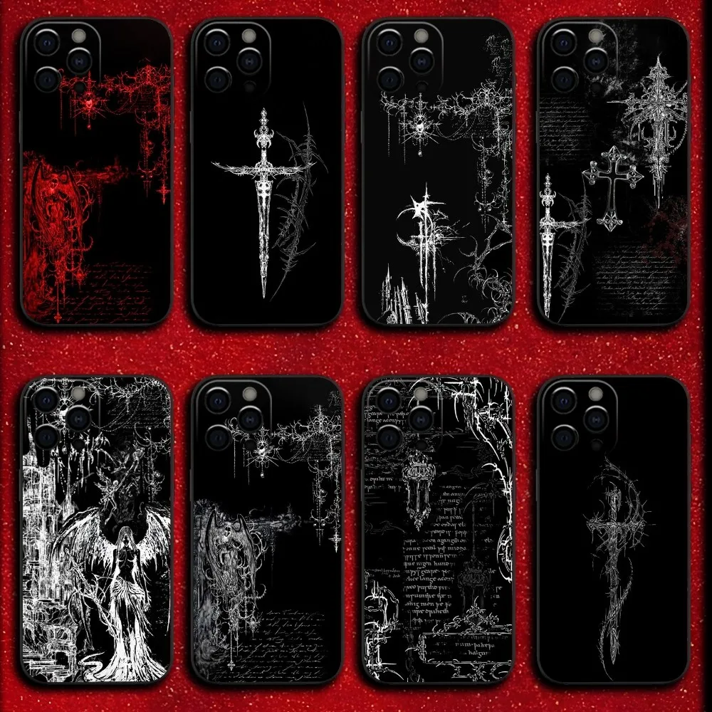 Gothic Cyber Sigil Cross Handyhülle für Xiaomi Redmi Note 14 13 12 12S 11 11S 10 9 8 7 Pro Plus 4G 5G Weiche Silikon-Rückseite