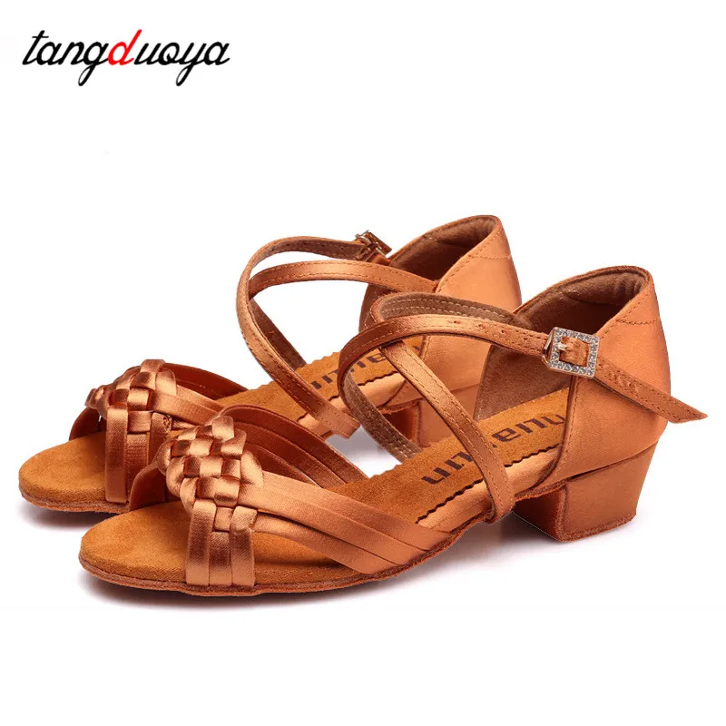 Seide Mädchen Tanz schuhe Kinder Ballsaal Latin Tanz schuhe weiche Sohlen weben Frauen Damen Tango Tanz schuhe Salsa Sandale Drops hip