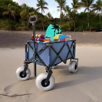 2025 electric wagon beach Outdoor Garden Wagon Camping Beach Cart With Balloon Wheels
