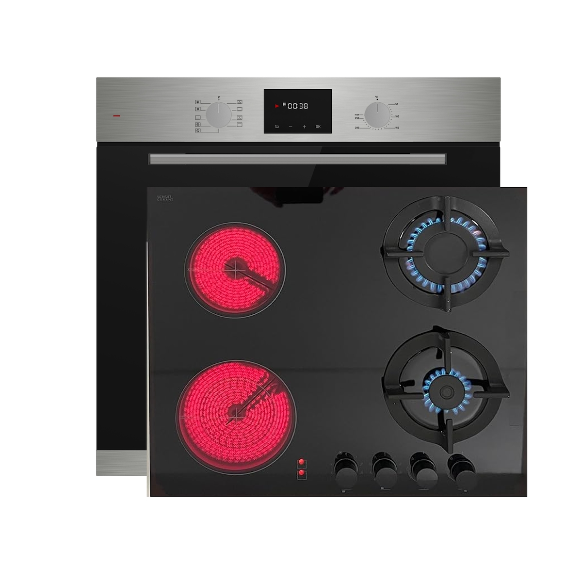 Böhme Einbauherdset mit Elektrobackofen HB60F78PPX + Hybrid Kombi Gas Elektro Kochfeld 60 cm Image