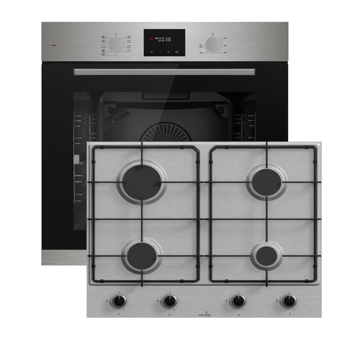 Böhme Einbauherdset mit Elektrobackofen HB60F78PPX + Gasline Gaskochfeld 60cm Edelstahl mit 4 Brennern Image