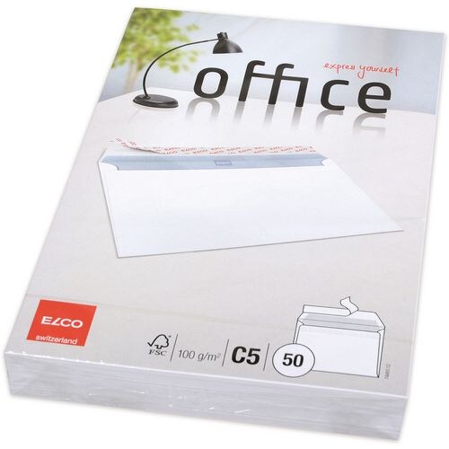 Elco Büro Briefumschläge Ohne Fenster C5 229 (B) x 162 (H) mm Abziehstreifen Weiß 100 g/m² 50 Stück Image