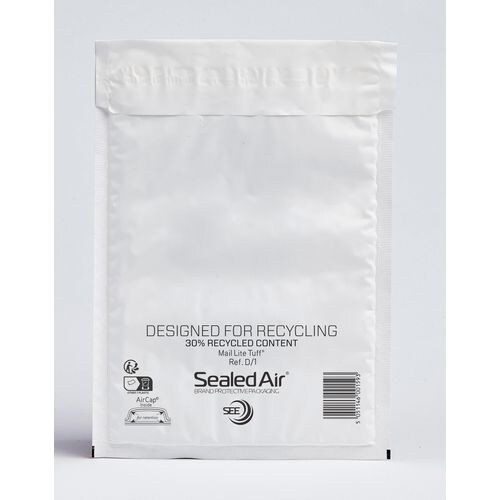 MAIL LITE TUFF® Mail Lite Tuff Luftpolster-Versandtaschen Weiß Ohne Fenster 180 (B) x 260 (H) mm Selbstklebend 100 Hüllen Image