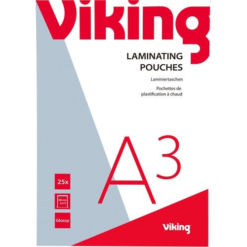 Viking Laminierfolien DIN A3 Glänzend 75 Mikron (2 x 75) Transparent 25 Stück Image