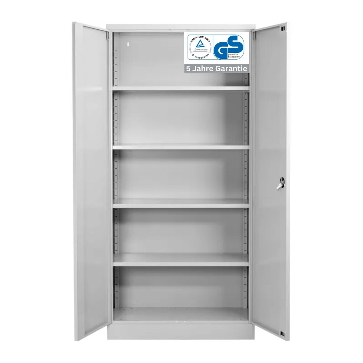 PROREGAL Stahlschrank BEE mit 9 verzinkten Fachböden | HxBxT 195x92x50cm | Grau-Grau | Werkstattschrank Werkzeugschrank Aktenschrank Universalschrank Image