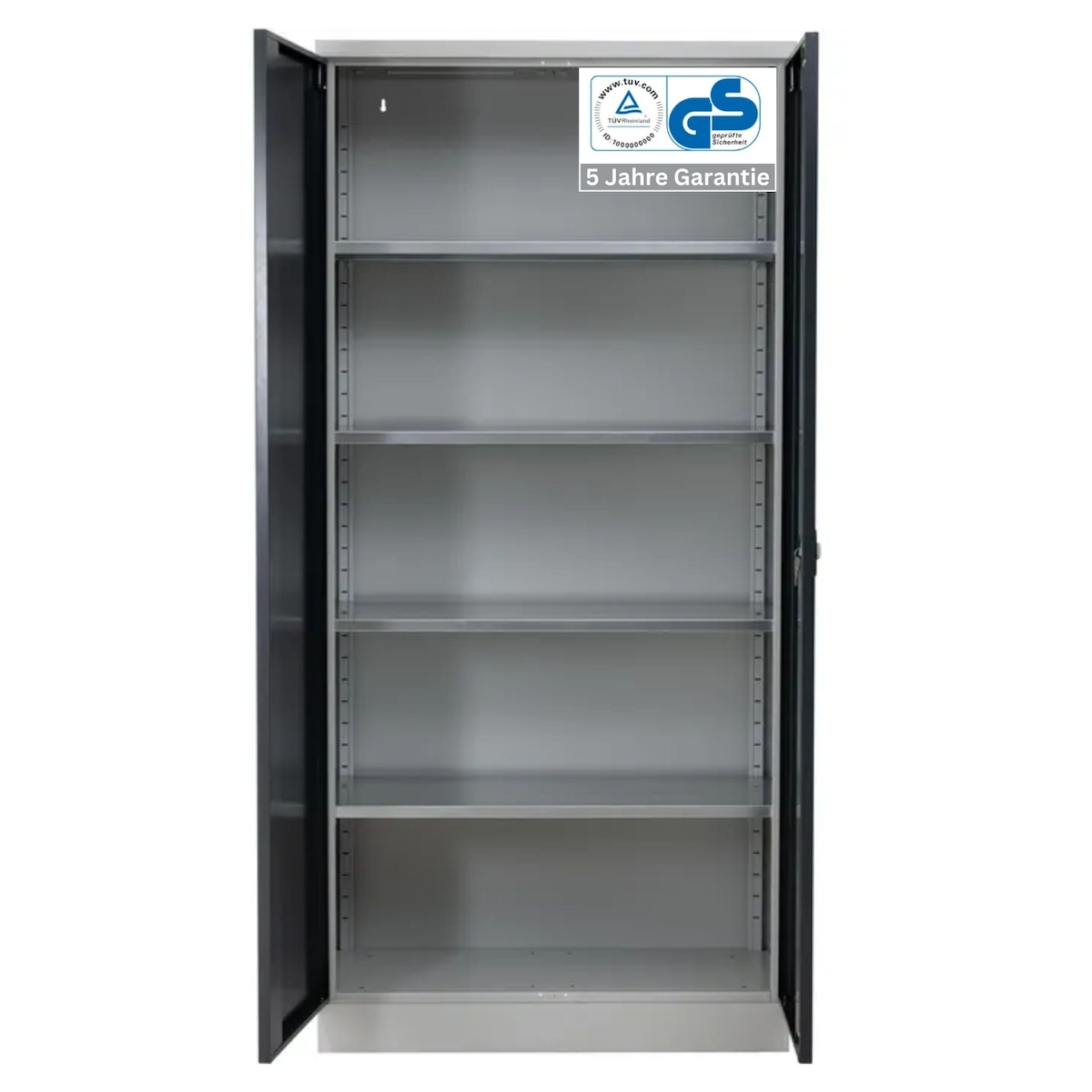 PROREGAL Stahlschrank BEE mit 5 verzinkten Fachböden | HxBxT 195x92x60cm | Grau-Anthrazit | Werkstattschrank Werkzeugschrank Aktenschrank Image