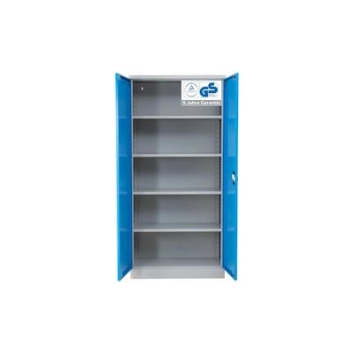 PROREGAL Stahlschrank BEE mit 6 lackierten Fachböden | HxBxT 195x92x42cm | Grau-Hellblau | Werkstattschrank Werkzeugschrank Aktenschrank Image