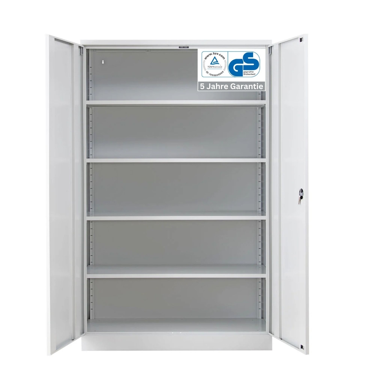 PROREGAL Stahlschrank BEE mit 6 verzinkte Fachböden | HxBxT 195x120x50cm | Lichtgrau-Lichtgrau | Werkstattschrank Werkzeugschrank Aktenschrank Image