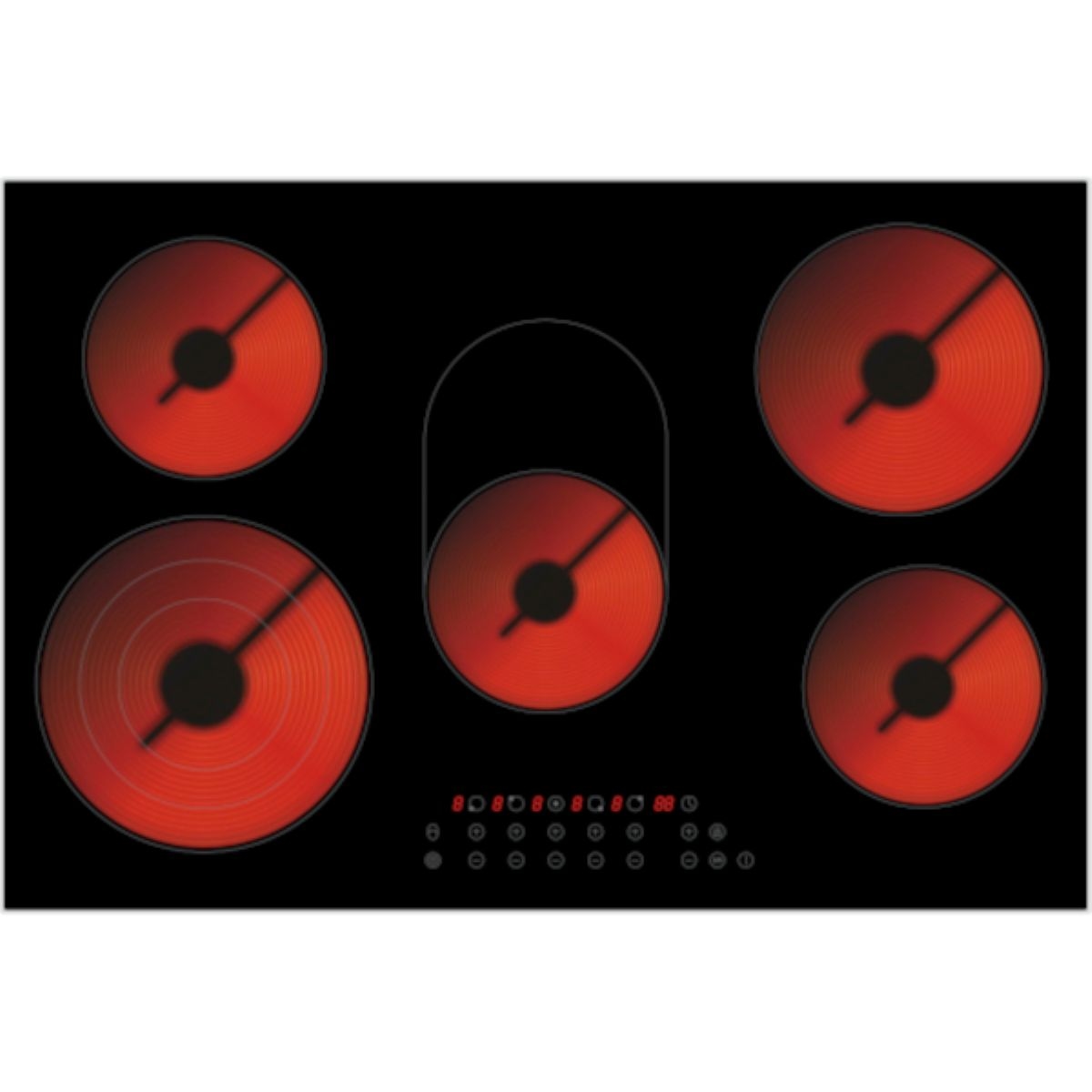 PKM Kochfeld EB-C5-3KBTCF 80cm - 5 Zonen Bräterzone Glaskeramik Touch Image