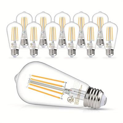 TEMU 12 Pack Dimmable, E26 Led Filament Bulbs, Cri80+, Vintage 8w St58 Led Light Bulbs 60w , 800lumens, 2700k Warm White, Antique For Home, Bedroom