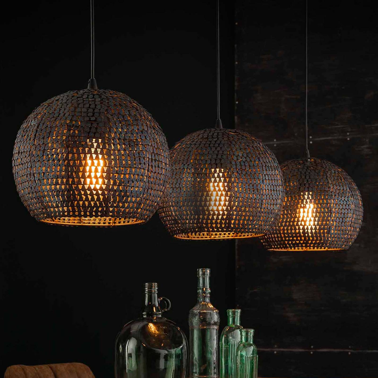 Zijlstra Hängelampe Setengah, dimmbar, braun / rost, für Wohn- / Esszimmer, Metall, Vintage, Pendelleuchte