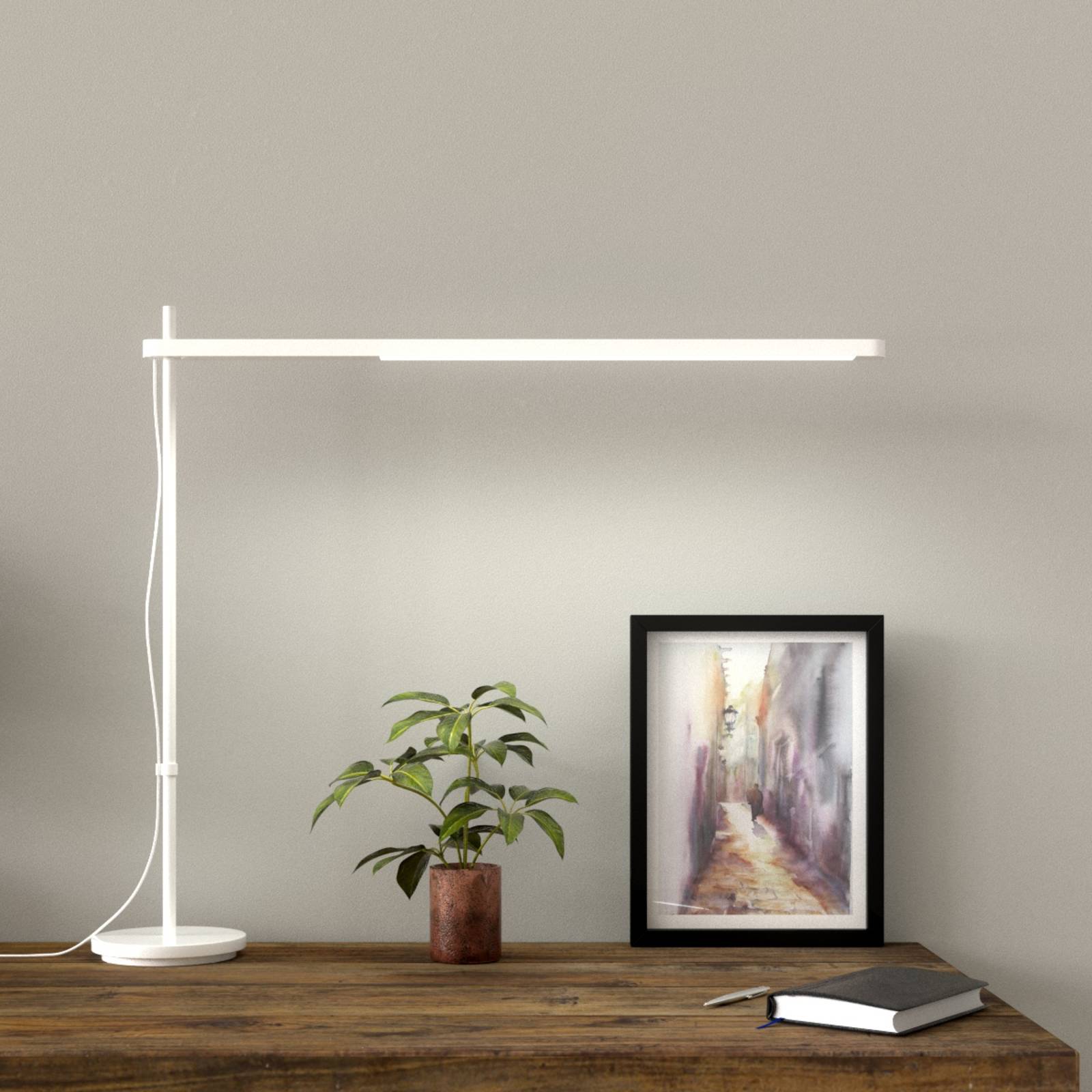 Artemide LED Schreibtischlampe Talak Professional, dimmbar, weiß / opal, für Arbeitszimmer / Büro, Metall, Design, LED Tischlampe