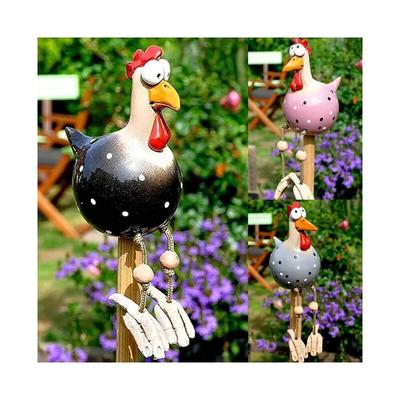 3 lustige Hühnerzaun-Dekor-Statue, Hühnerstatue für den Garten im Freien, Tier-Dekor-Statue für den Image