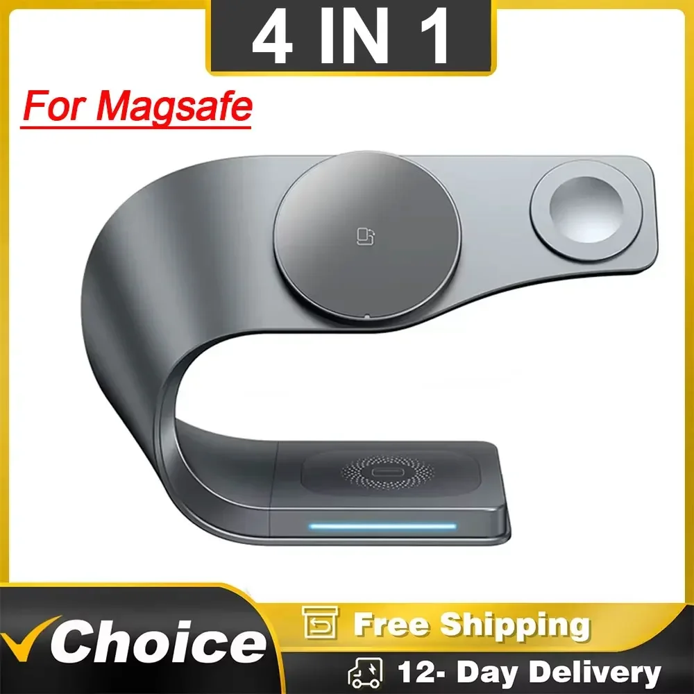 Magnetisches kabelloses Ladegerät 4-in-1-Telefonständer für Magsafe iPhone 16 15 14 13 12 Apple Watch 10 AirPods Pro2 Schnellladestation Image