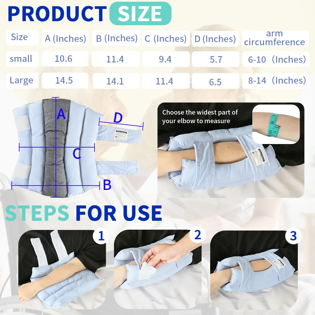 EZ Assistive Wiederverwendbare Ellbogenschoner, weiche Schaumstoff-Ellbogenpolster für ältere Menschen mit Armverletzungen zur Druckentlastung, einzeln erhältlich. Image