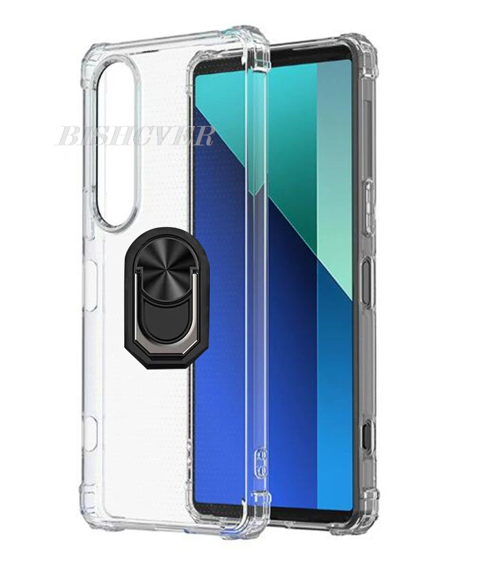 Für sony xperia 1 vi 10 v 1vi 5 ii 1 iv 1iv 5iv 10 iii pro-i zurück ring halter halterung telefon hülle telefon tpu weiche silikon abdeckung