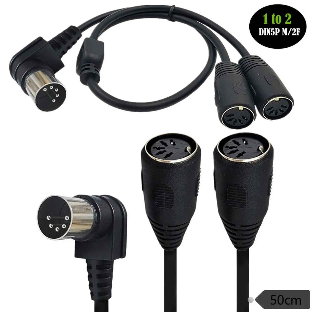 1pc 5 Pin DIN Y Splitter MIDI Kabel Adapter Rechtwinklig Stecker auf Dual 2 Weibliche für Tastatur Elektrische Klavier synthesizer Gitarre Image