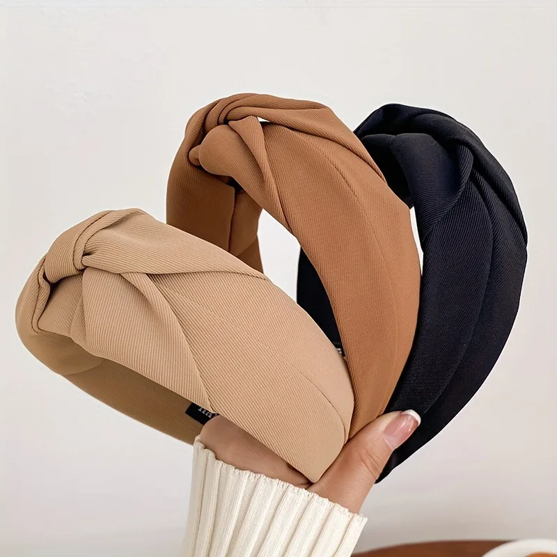 Neue geknotete Stirnbänder für Frauen, Kopfschmuck, Mädchen, Vintage-Haarbänder, Stoff, breites Haarband, weiches Haarband, Haarschmuck, Kopfbedeckung Image