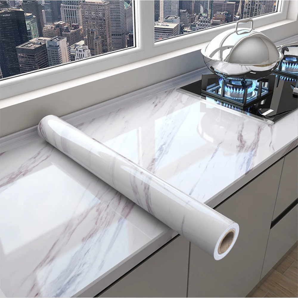 40/55 cm Küche selbstklebende Wandtapete Marmormuster PVC HomeDecorations ölbeständig wasserdicht Luxus Home Decor